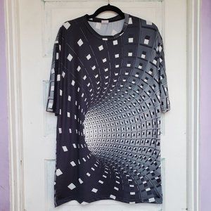 GoldFish Men's T-Shirt Size Medium 3D Geometric Graphic Short Sleeve Black Gray